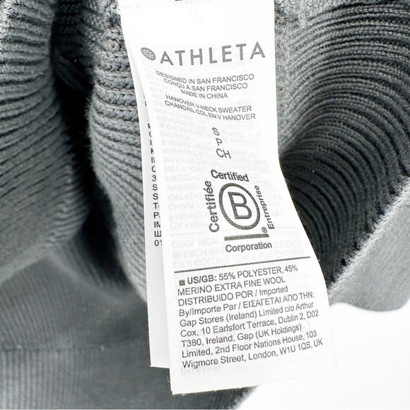 Athleta Hanover Wool Blend V-Neck Sweater in Dark Gray Size S - Picture 5 of 7